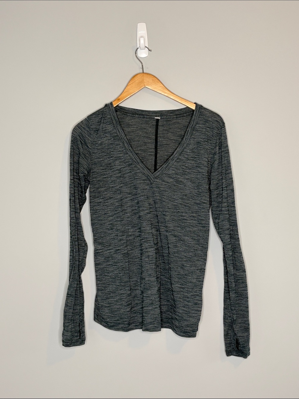 3 for $25 lululemon athletica Heathered Green V-Neck Long Sleeve Top